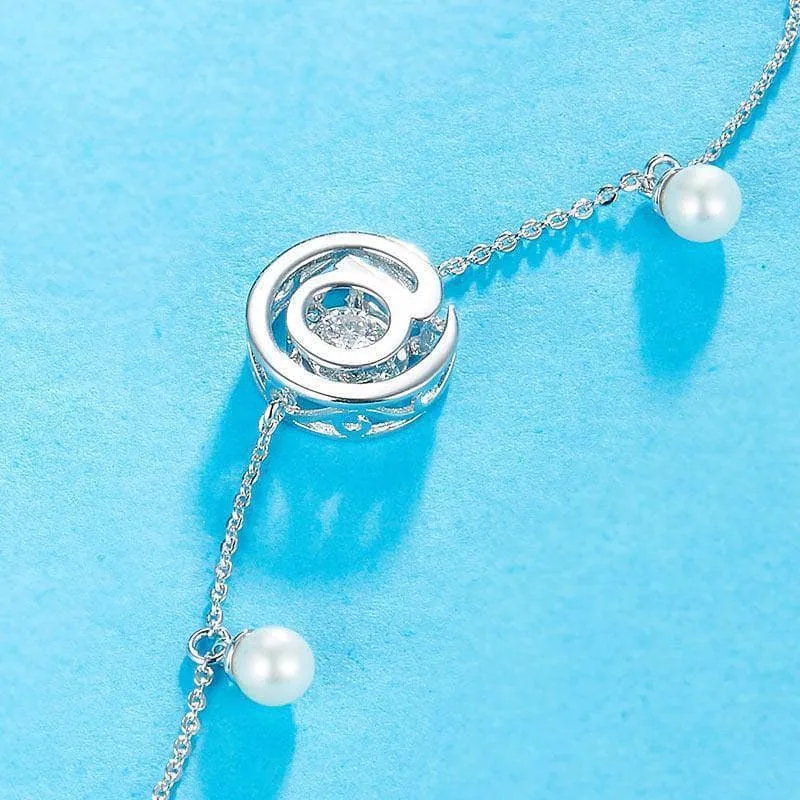 @ Symbol Dancing Diamond with Fresh Water Pearls Bracelet