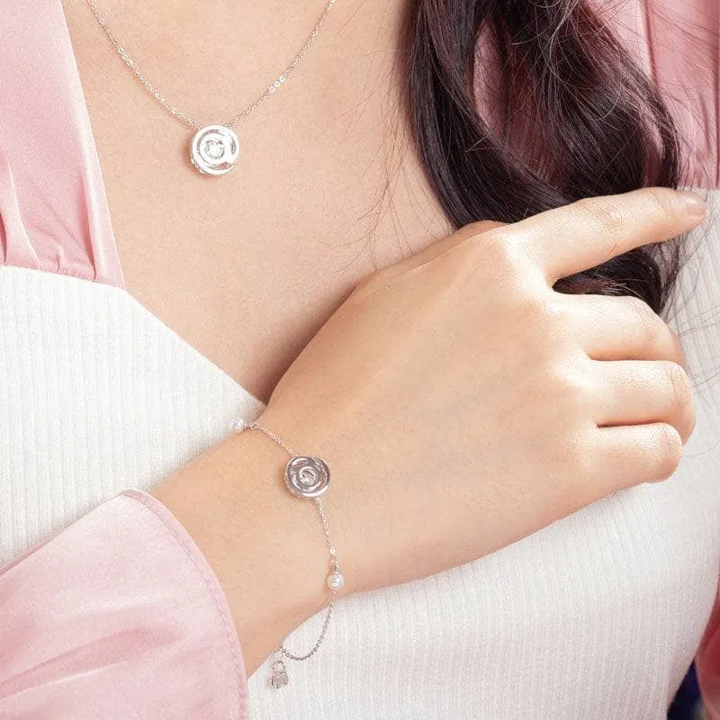 @ Symbol Dancing Diamond with Fresh Water Pearls Bracelet