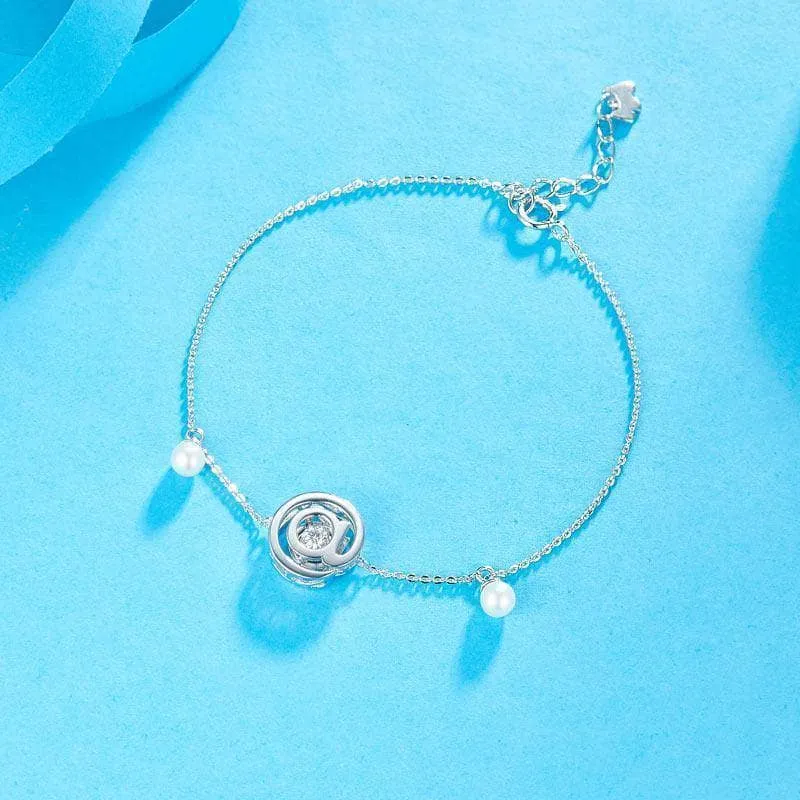 @ Symbol Dancing Diamond with Fresh Water Pearls Bracelet