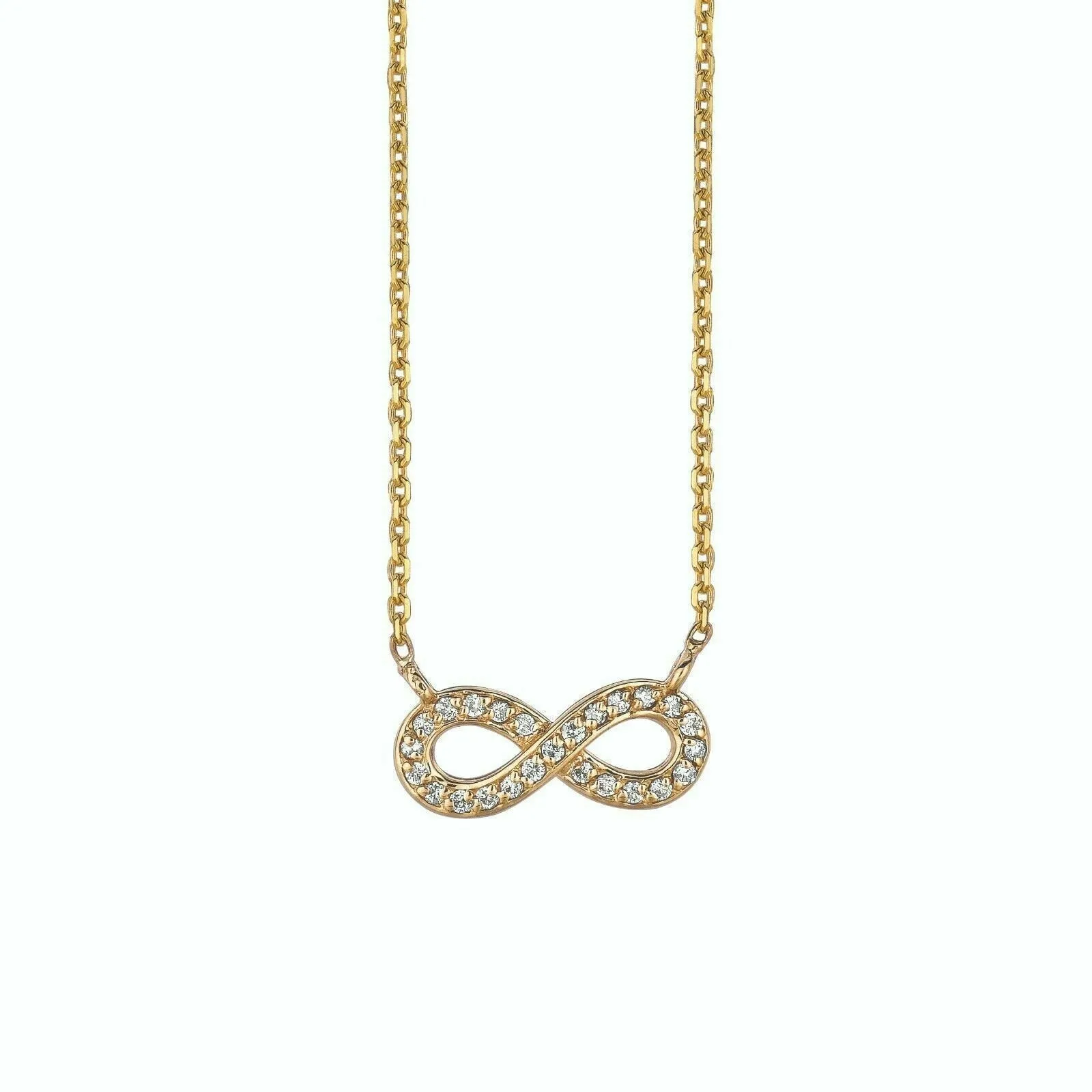 0.15 Carat Natural Diamond Infinity Necklace 14K Yellow Gold G SI 18 inches