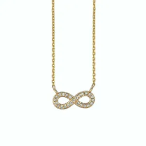 0.15 Carat Natural Diamond Infinity Necklace 14K Yellow Gold G SI 18 inches