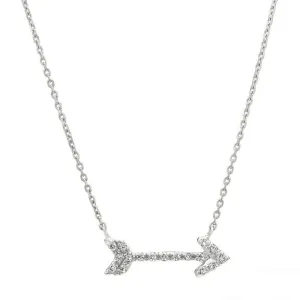 0.15 CT Natural Diamond Arrow Necklace Pendant 14K White Gold G SI 18''