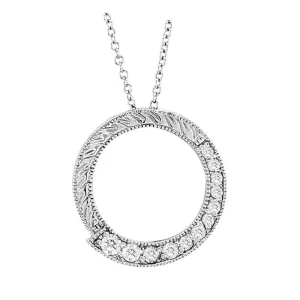 0.35 Carat Natural Diamond Circle Necklace 14K White Gold G SI 18''