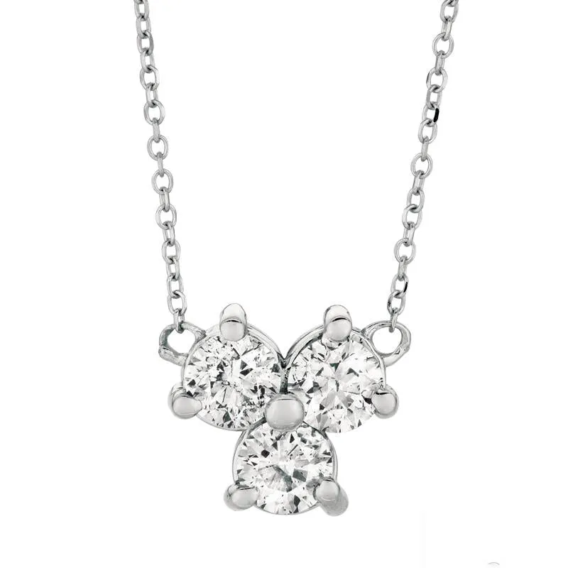 0.50 Carat Natural 3 Stone Diamond Necklace 14K White Gold G SI 18'' chain