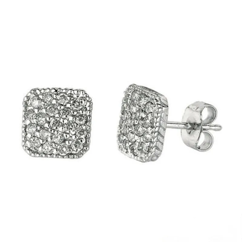 0.50 Carat Natural Diamond Earrings G SI 14K White Gold