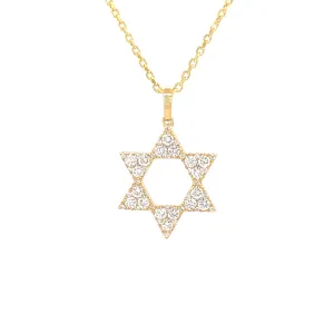 0.55 Carat Star of David Shaped Diamond Pendant in 14k Yellow Gold