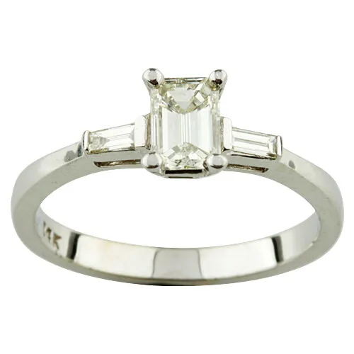 0.70 carat Three-Stone Diamond 14k White Gold Engagement Ring Size 6.75