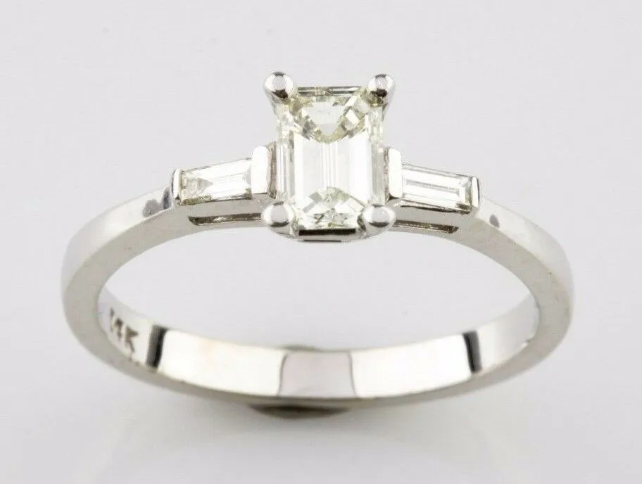0.70 carat Three-Stone Diamond 14k White Gold Engagement Ring Size 6.75