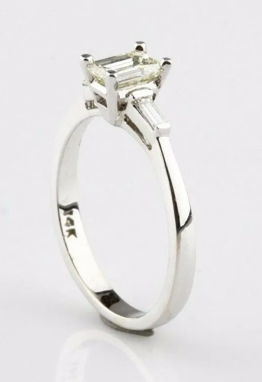 0.70 carat Three-Stone Diamond 14k White Gold Engagement Ring Size 6.75