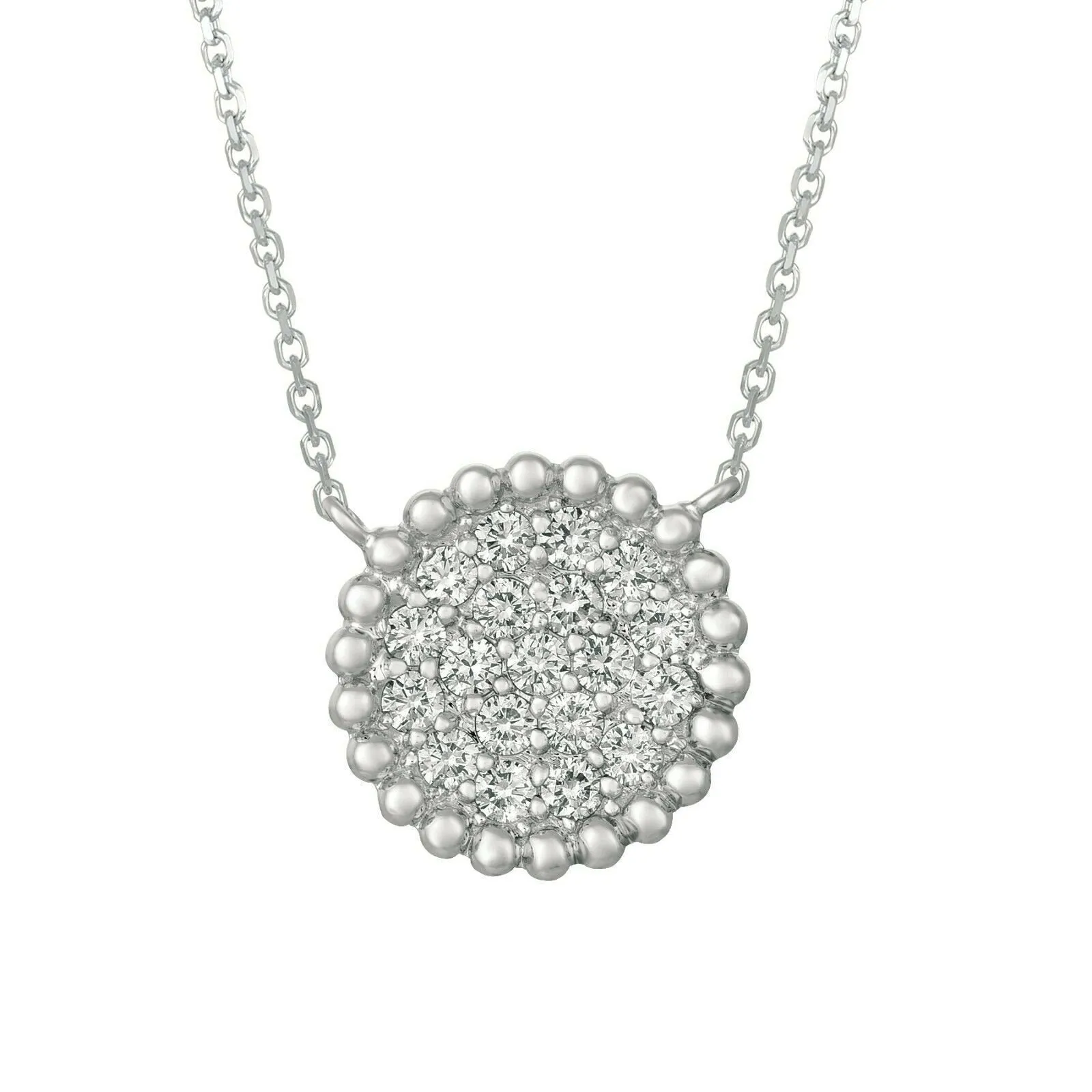 0.75 Carat Natural Diamond Necklace 14K White Gold G SI Bubble Collection