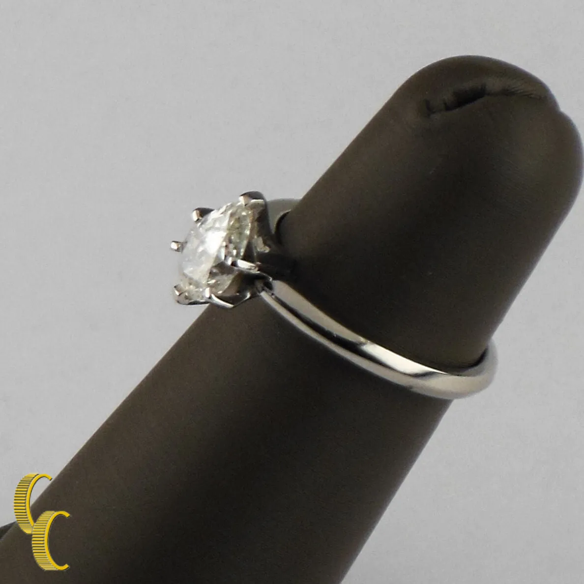 0.75 carat Pear Shaped Diamond Platinum Solitaire Engagement Ring Size 5.25