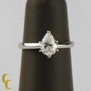 0.75 carat Pear Shaped Diamond Platinum Solitaire Engagement Ring Size 5.25
