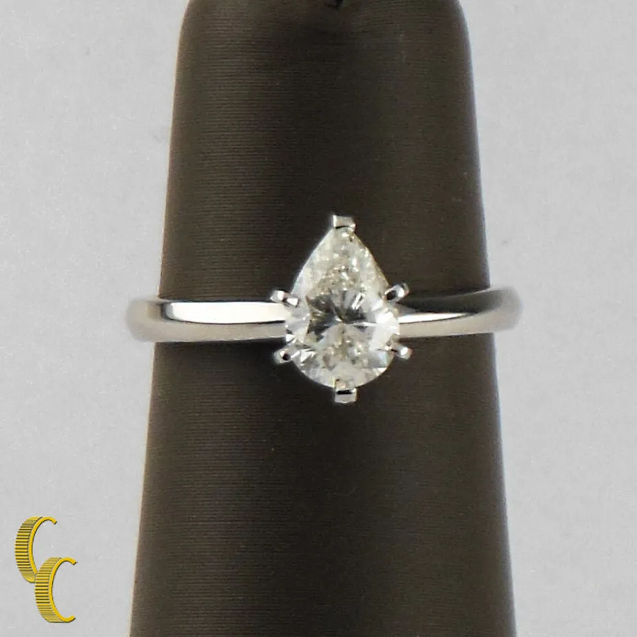0.75 carat Pear Shaped Diamond Platinum Solitaire Engagement Ring Size 5.25