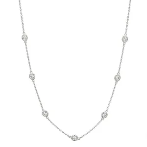0.76 Carat Diamond by the Yard Necklace 14k White gold - 10 pointer