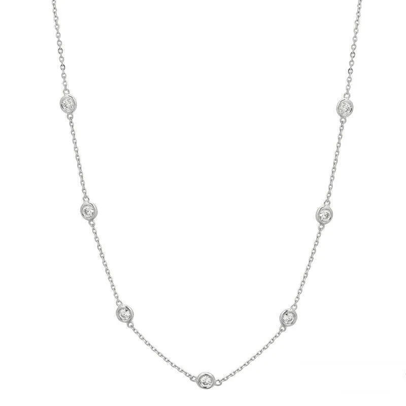 0.76 Carat Diamond by the Yard Necklace 14k White gold - 10 pointer