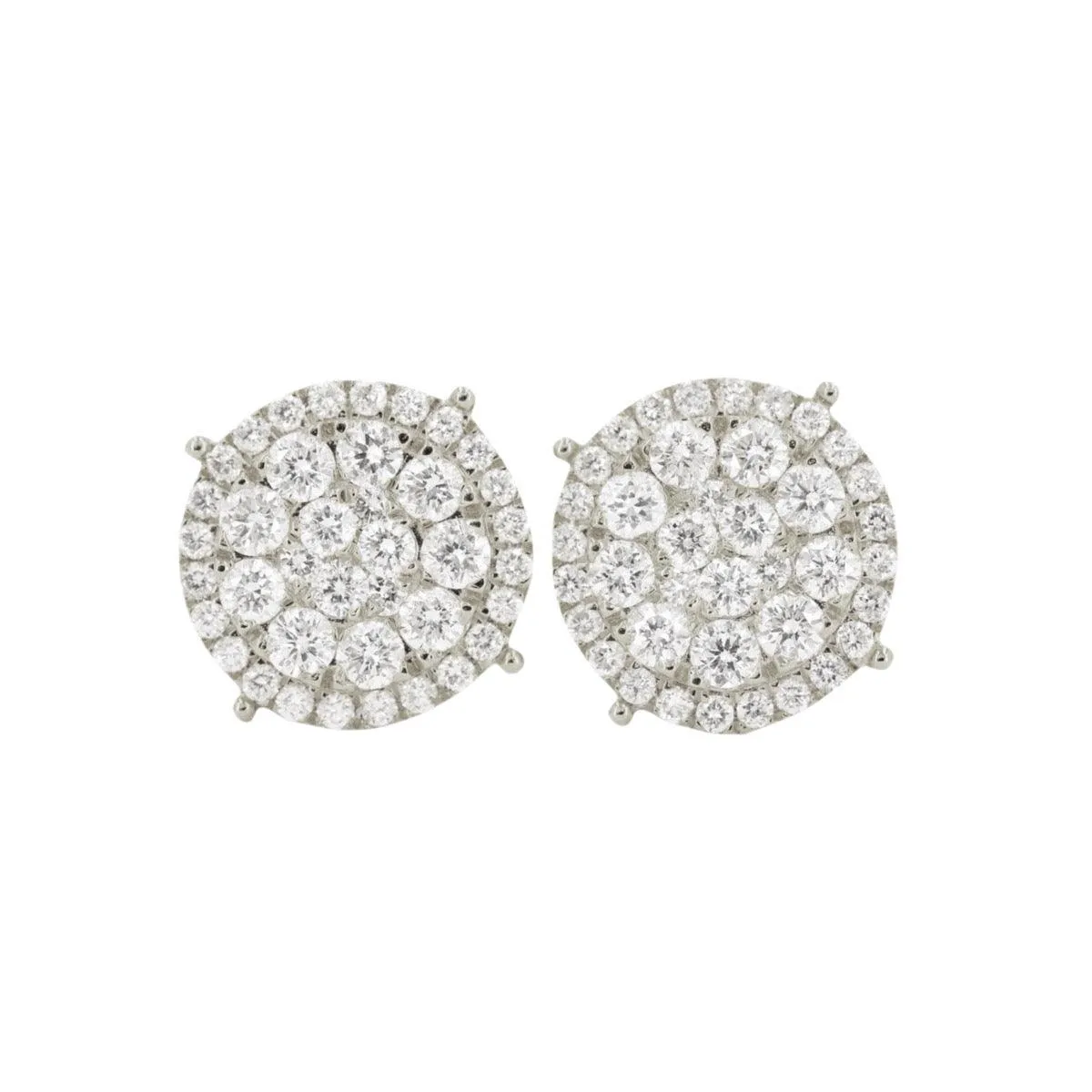 0.85 CTTW DIAMOND ROUND CLUSTER EARRINGS WITH HALO