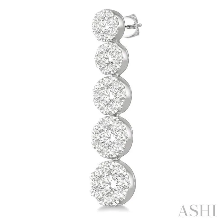1 1/6 ctw Lovebright Round Cut Diamond Earrings in 14K White Gold