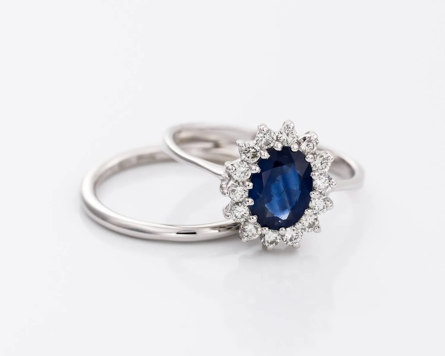 1 carat Sapphire wedding set white gold 14k