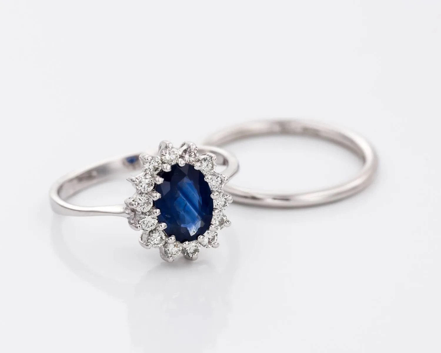 1 carat Sapphire wedding set white gold 14k