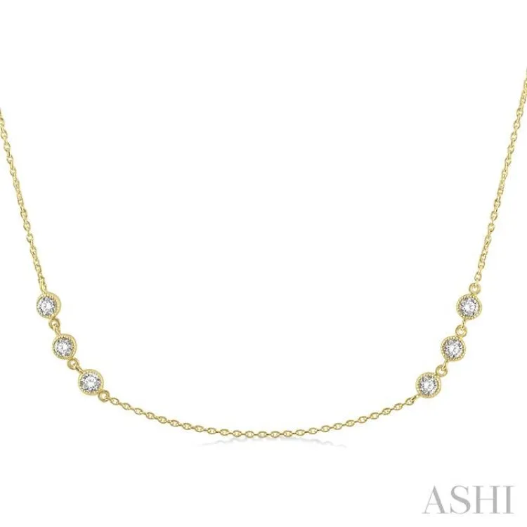 1 ctw Round Cut Diamond Station Necklace in 14K Yellow Gold