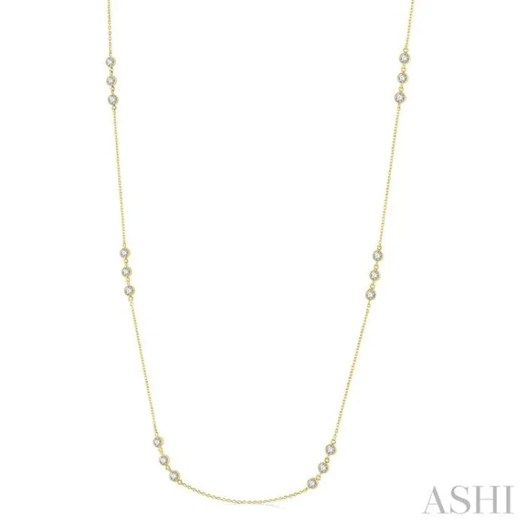1 ctw Round Cut Diamond Station Necklace in 14K Yellow Gold