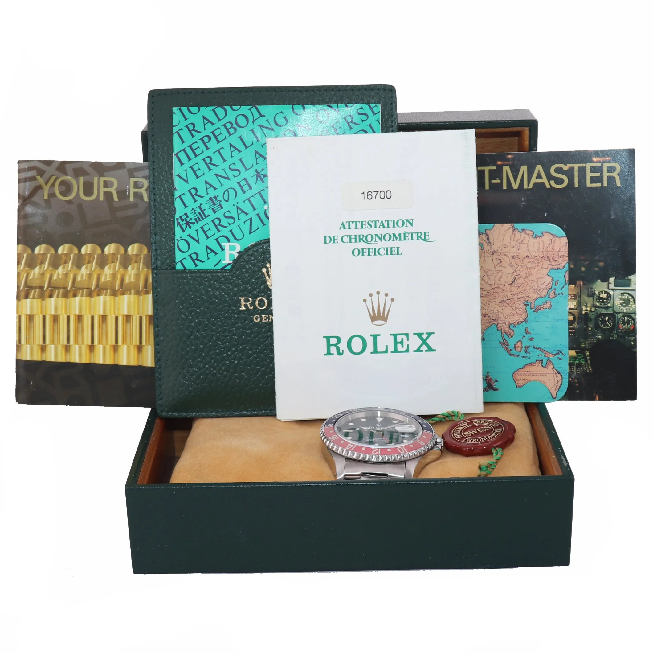 1 OWNER PAPERS Rolex GMT-Master TRITIUM Pepsi Blue Red Steel 16700 Watch Box