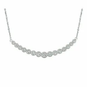 1.00 Carat Natural Diamond Necklace 14K White Gold G SI 18 inches chain