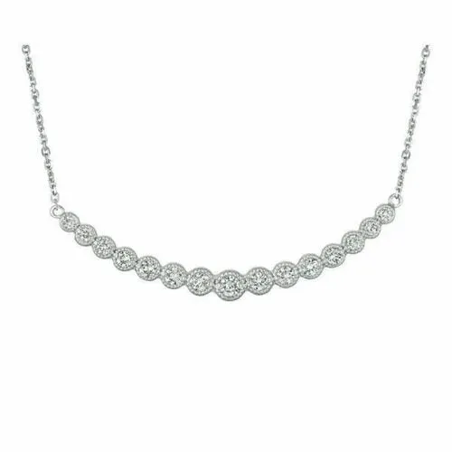 1.00 Carat Natural Diamond Necklace 14K White Gold G SI 18 inches chain