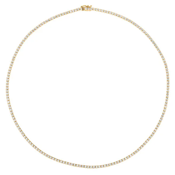 10.00 Carat Natural Diamond Tennis Necklace G SI 14K Yellow Gold 16 inches