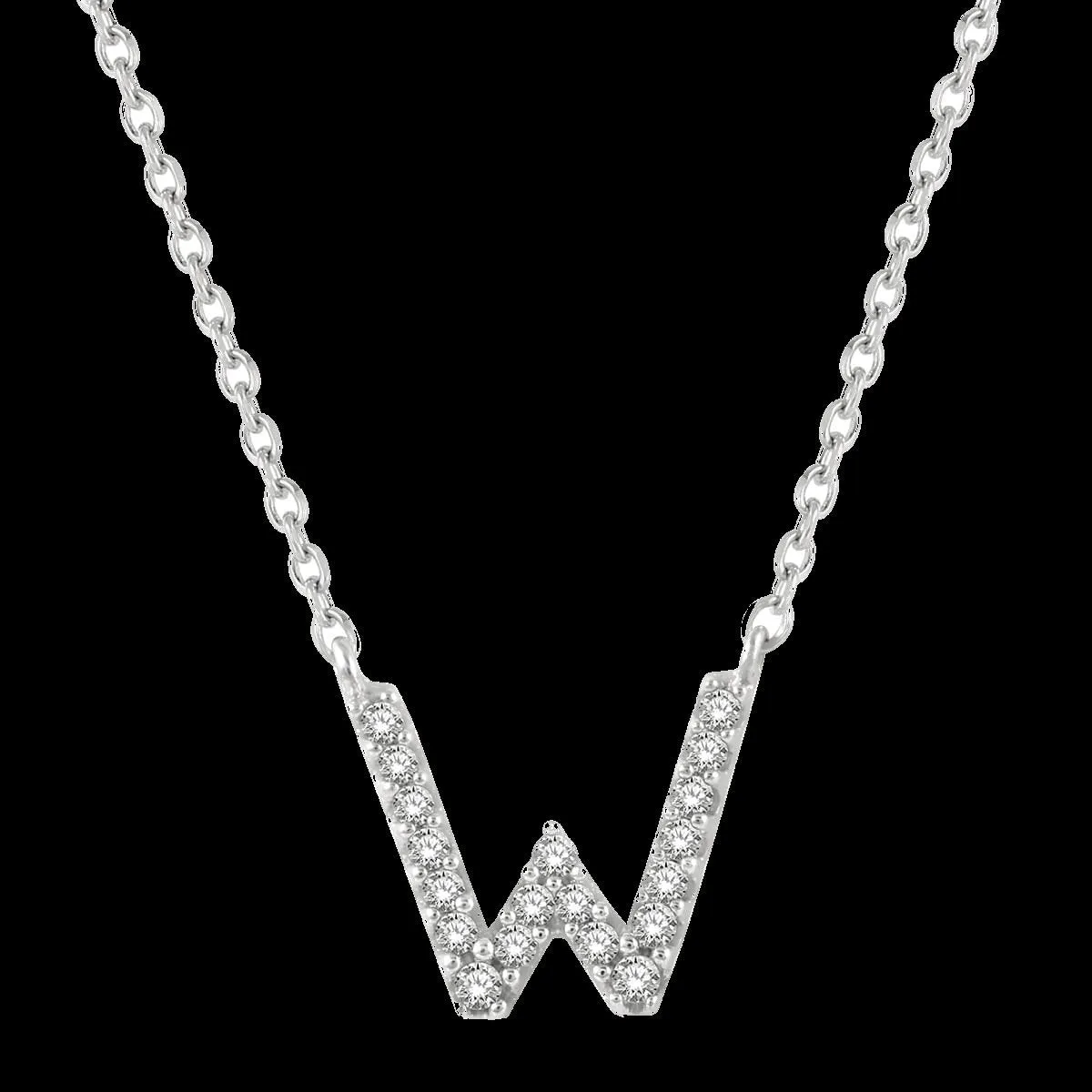 10K 0.06ct Diamond Initial-W Necklaces