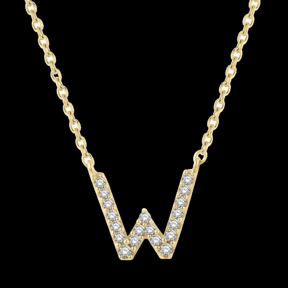 10K 0.06ct Diamond Initial-W Necklaces