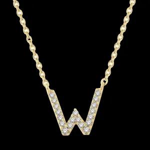 10K 0.06ct Diamond Initial-W Necklaces