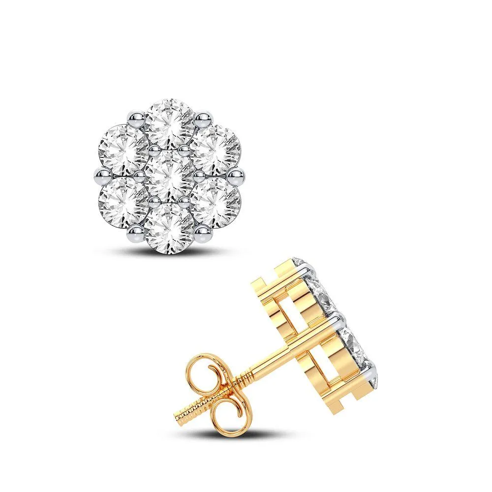 10K 1.00ct Diamond Cluster Earrings