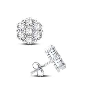 10K 1.00ct Diamond Cluster Earrings