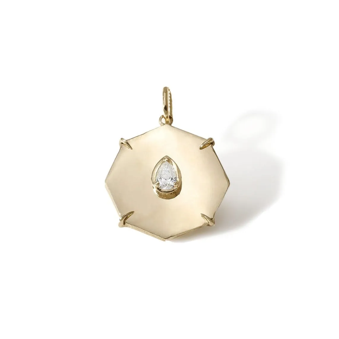 10K Gold Mini "Seek" Octagon Pendant with Pear-Shaped Diamond