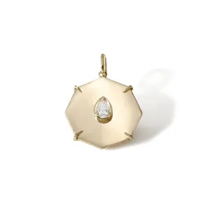 10K Gold Mini "Seek" Octagon Pendant with Pear-Shaped Diamond
