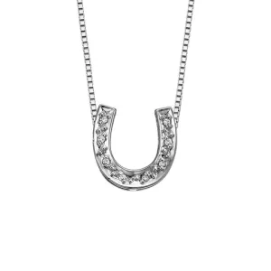 10K White Gold (0.06ct) Diamond Horseshoe Pendant