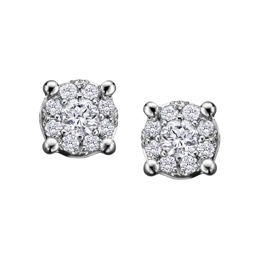 10K White Gold (0.08ct) Cluster Diamond Stud Earrings