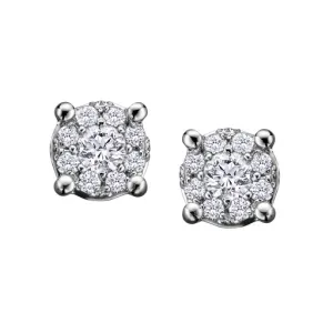 10K White Gold (0.08ct) Cluster Diamond Stud Earrings