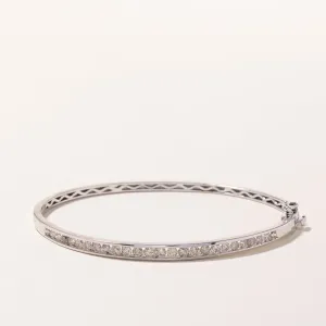 10k White Gold Diamond Bangle | 1.37ctw | 7"