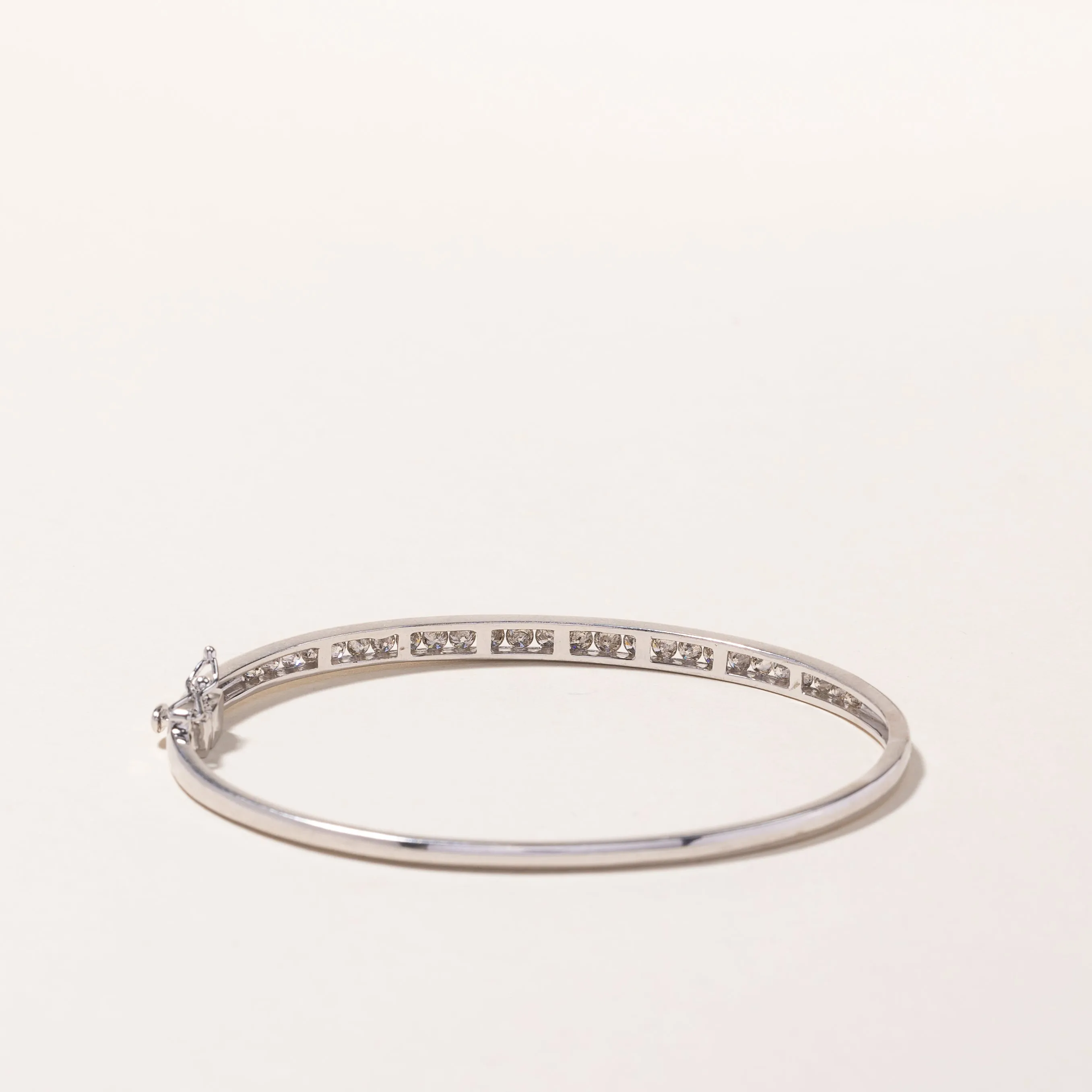 10k White Gold Diamond Bangle | 1.37ctw | 7"