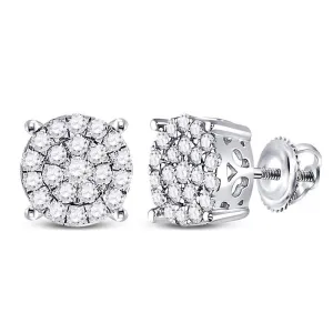 10K White Gold Round Diamond Cindy's Dream Cluster Earrings 1.00 Cttw