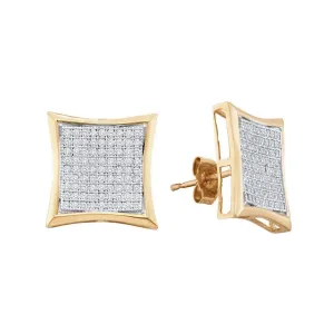 10K White Gold Round Diamond Square Kite Cluster Earrings 1/2 Cttw