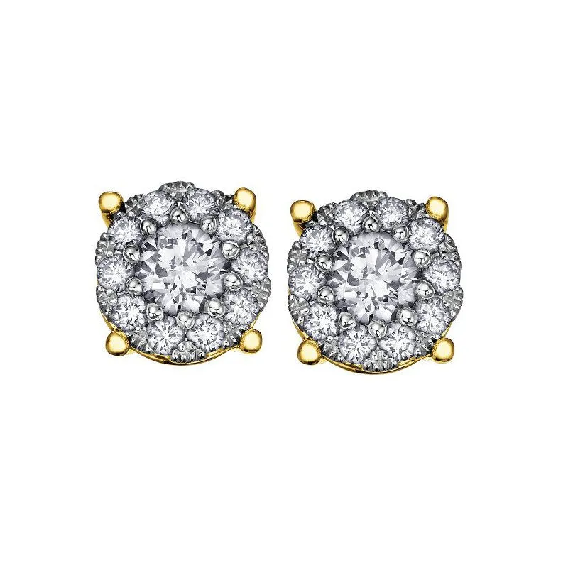 10K Yellow Gold (0.18ct) Diamond Cluster Earrings