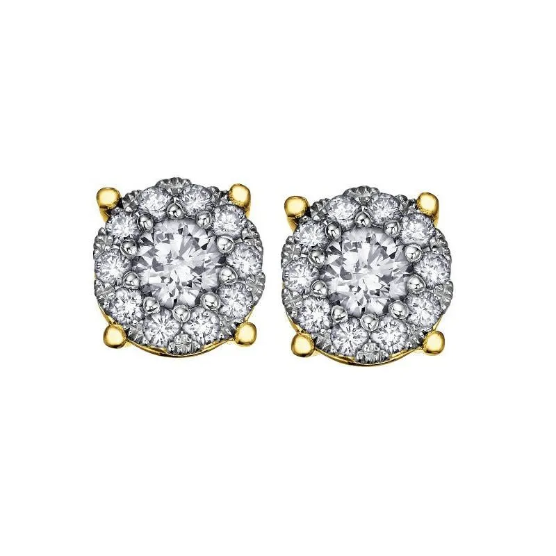 10K Yellow Gold (0.18ct) Diamond Cluster Earrings