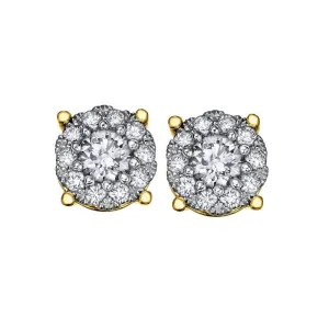 10K Yellow Gold (0.18ct) Diamond Cluster Earrings