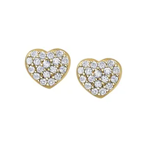 10K Yellow Gold (0.18ct) Pavee Set Diamond Heart Earrings