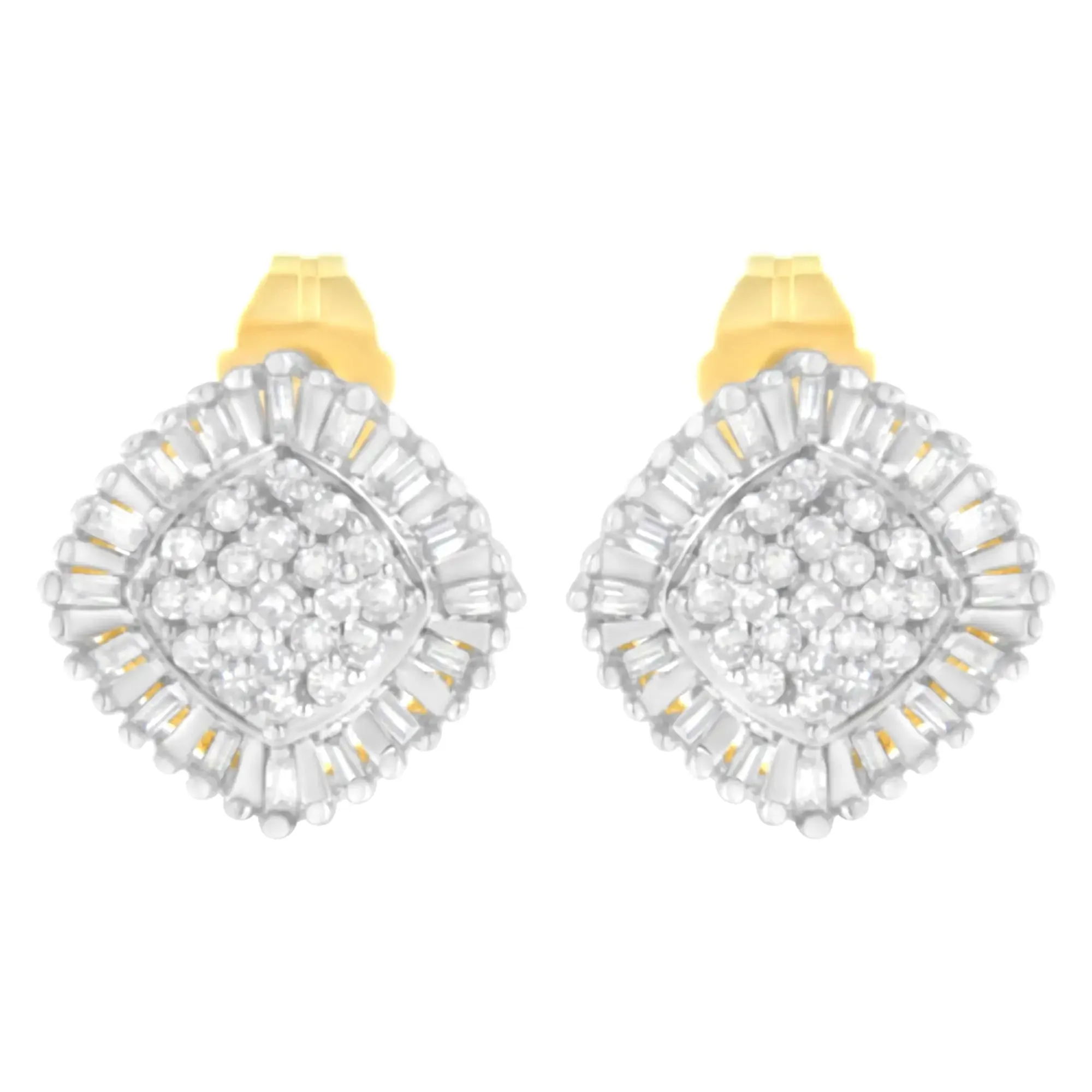 10K Yellow Gold 1/2 cttw Diamond Cluster Cocktail Stud Earrings (I-J, I1-I2)