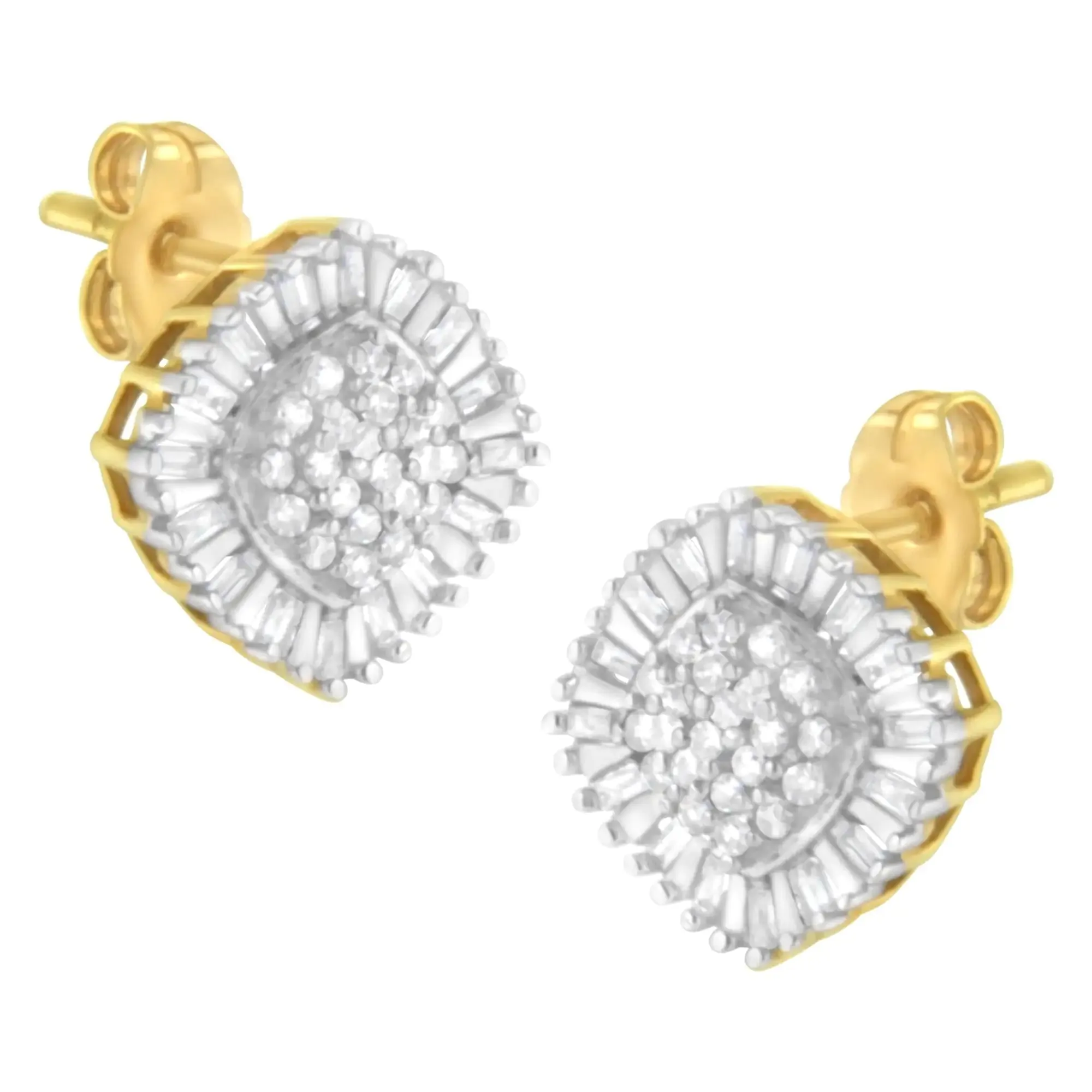 10K Yellow Gold 1/2 cttw Diamond Cluster Cocktail Stud Earrings (I-J, I1-I2)