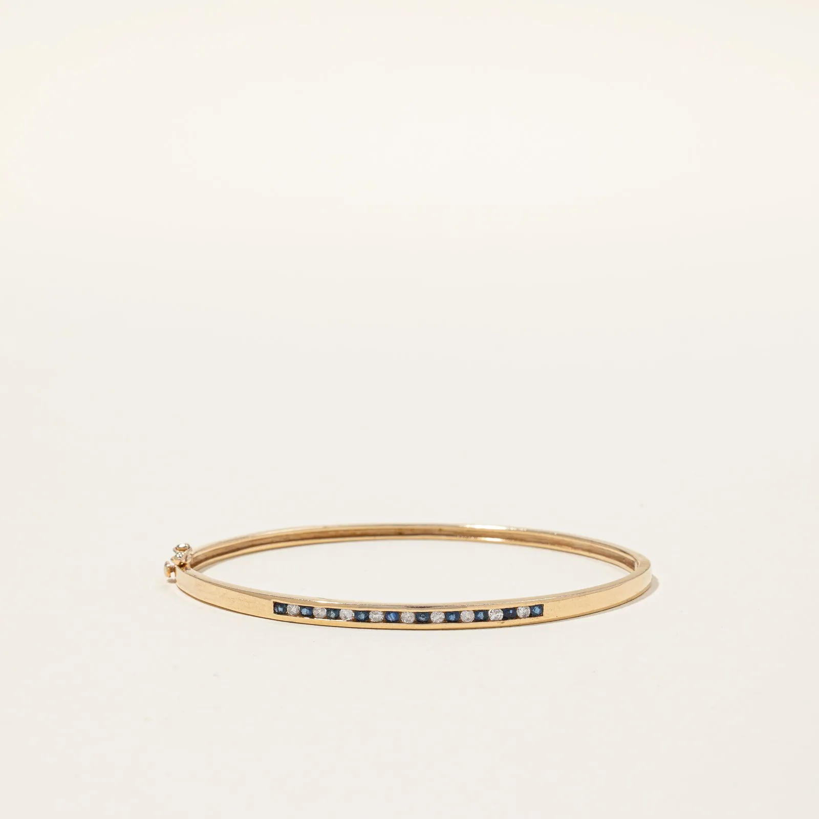 10k Yellow Gold Blue Sapphire & Diamond Bracelet | 0.41ctw, 0.24ctw | 5" |
